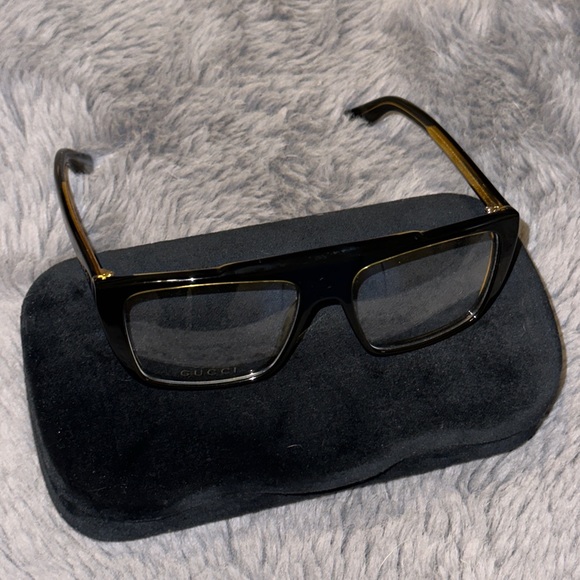 NEW Gucci GG10400 001 Black Yellow Rectangle Unisex Clear or Demo Lenses Glasses - Picture 5 of 13